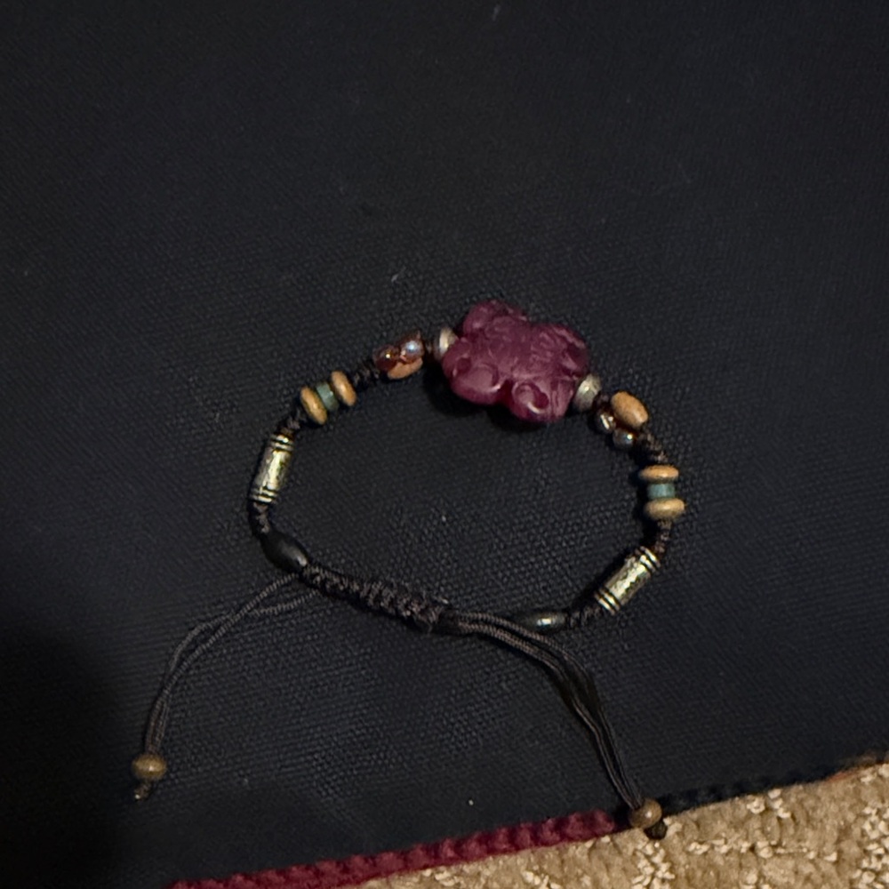 Handcrafted Beaded Bracelet with Purple Accent